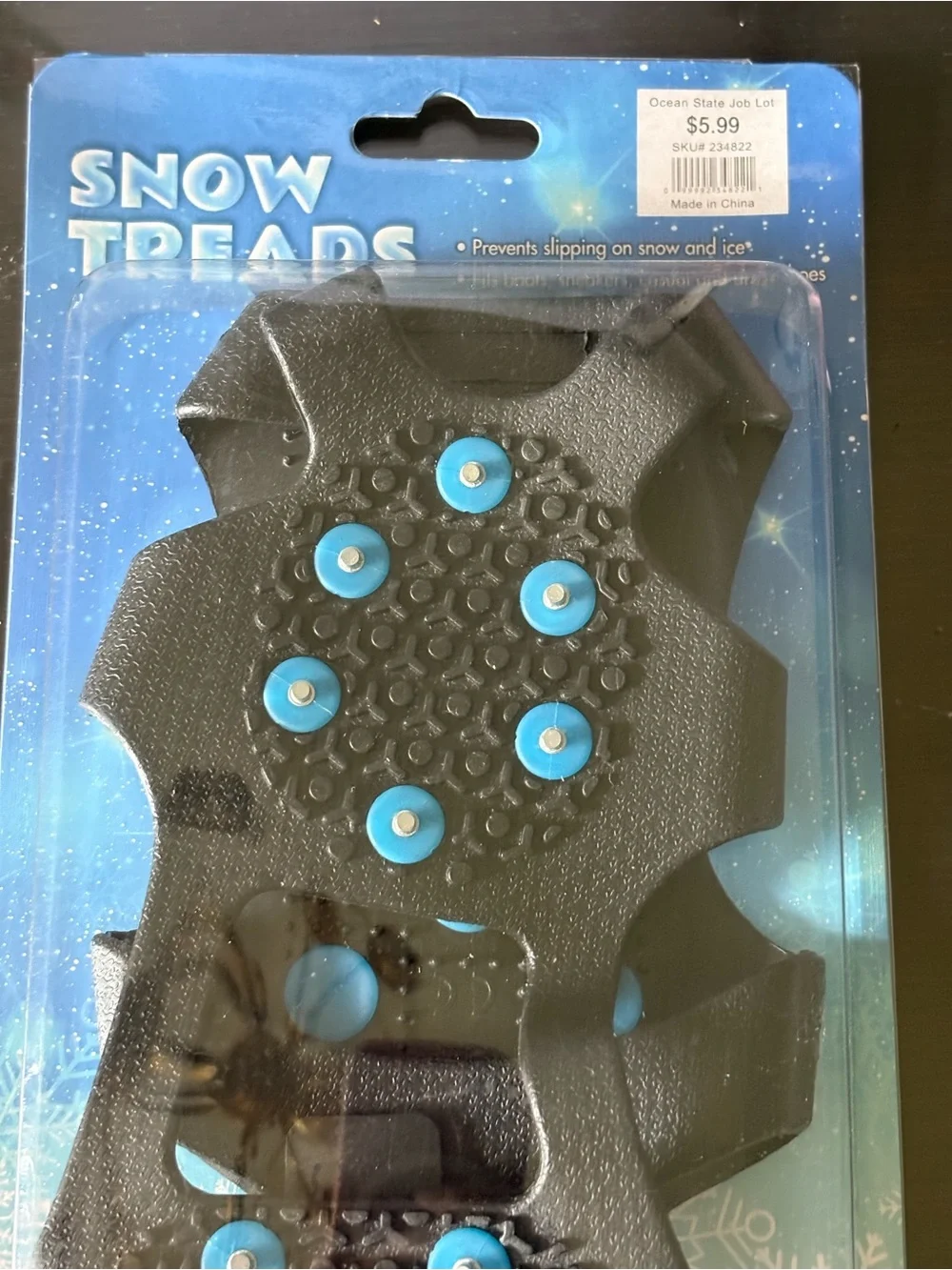 Snow Treads M/L Black with Blue Studs - Ice Traction Cleats